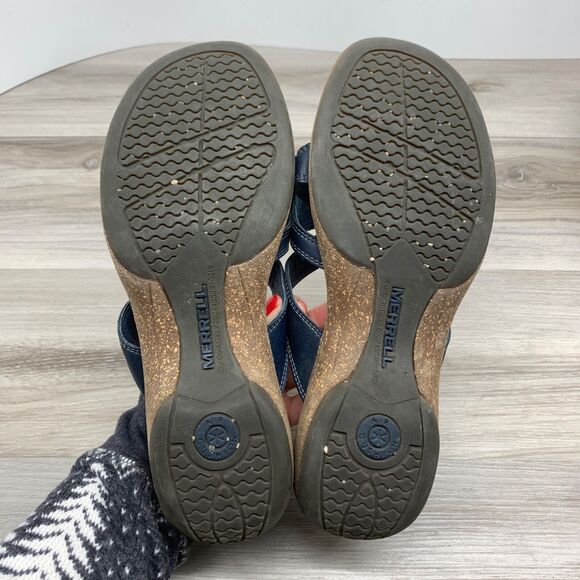 Merrell Womens Cross Mood Indigo Strappy Slip On Wedge Sandals Size 9 40 - Picture 8 of 11